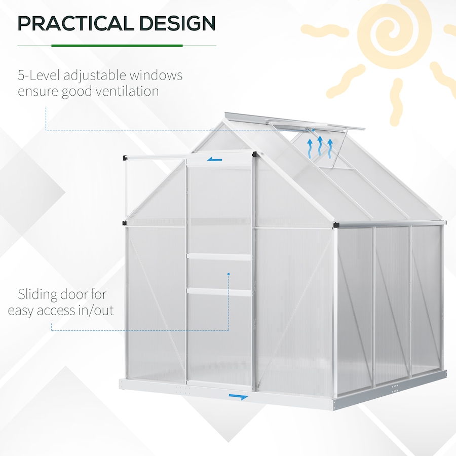 Image 982332_ALTMORE18.jpg, Product 982-332 / Price $239.99 - $499.99, Outsunny Polycarbonate Walk-in Garden Greenhouse w/ Sliding Door Clear from Outsunny on TSC.ca's Home & Garden department