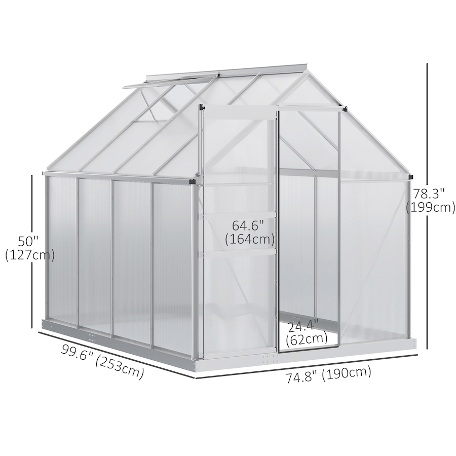 Image 982332_ALTMORE2.jpg, Product 982-332 / Price $239.99 - $499.99, Outsunny Polycarbonate Walk-in Garden Greenhouse w/ Sliding Door Clear from Outsunny on TSC.ca's Home & Garden department
