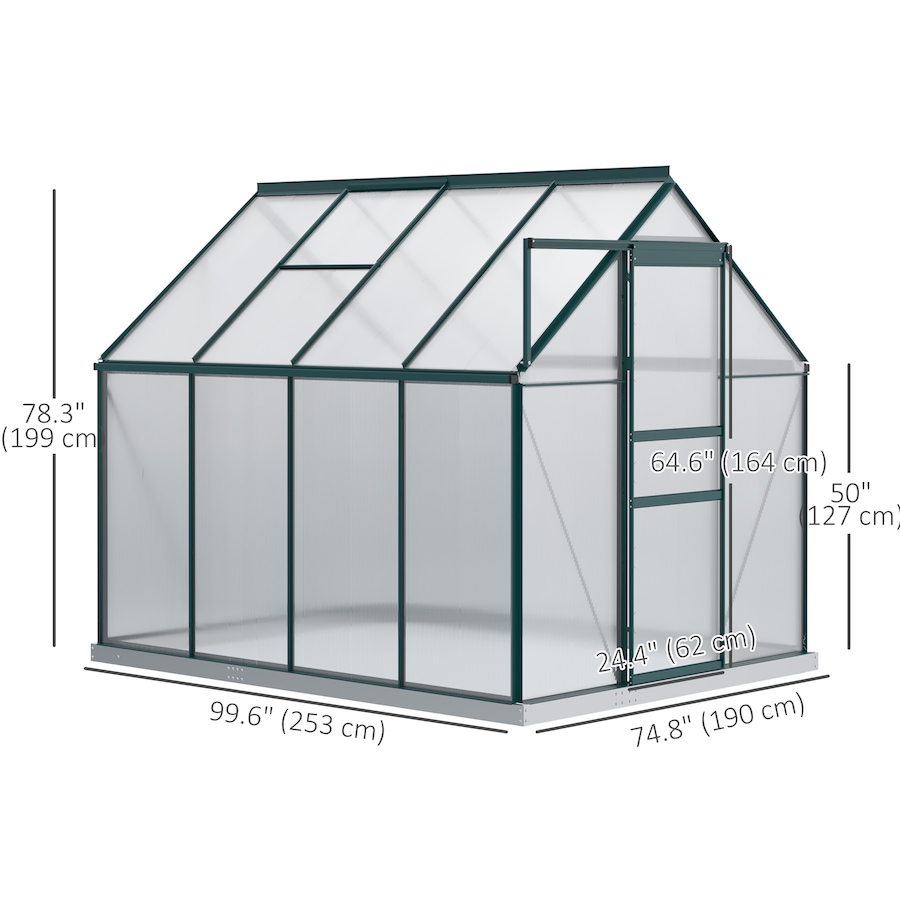 Image 982332_ALTMORE23.jpg, Product 982-332 / Price $239.99 - $499.99, Outsunny Polycarbonate Walk-in Garden Greenhouse w/ Sliding Door Clear from Outsunny on TSC.ca's Home & Garden department
