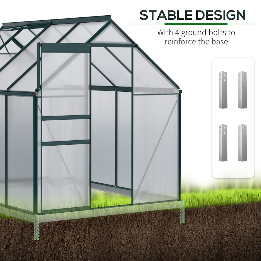 Image 982332_ALTMORE25.jpg, Product 982-332 / Price $239.99 - $499.99, Outsunny Polycarbonate Walk-in Garden Greenhouse w/ Sliding Door Clear from Outsunny on TSC.ca's Home & Garden department