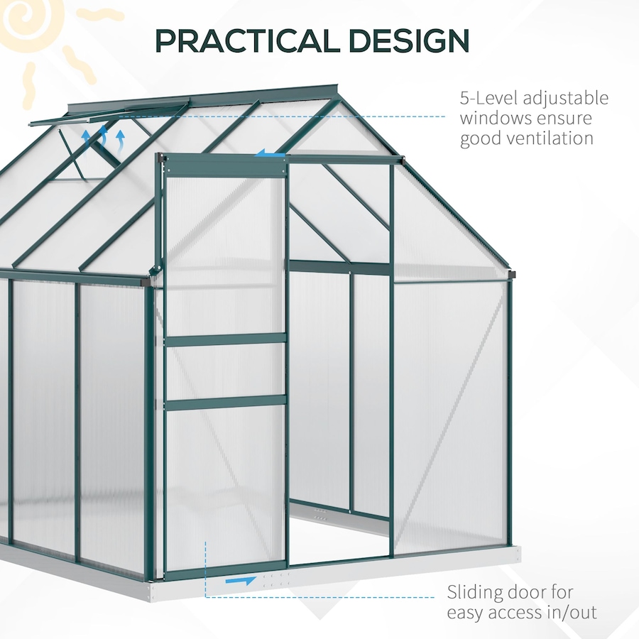 Image 982332_ALTMORE26.jpg, Product 982-332 / Price $239.99 - $499.99, Outsunny Polycarbonate Walk-in Garden Greenhouse w/ Sliding Door Clear from Outsunny on TSC.ca's Home & Garden department