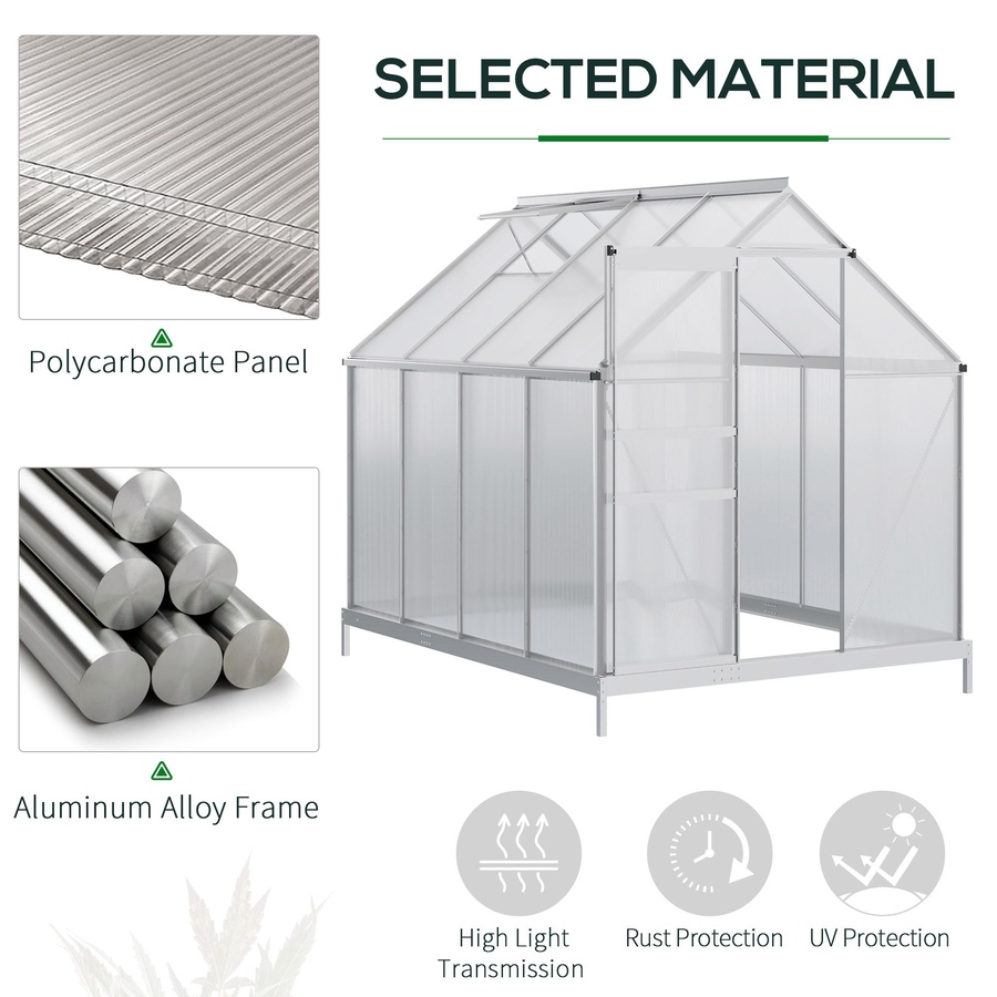 Image 982332_ALTMORE3.jpg, Product 982-332 / Price $239.99 - $499.99, Outsunny Polycarbonate Walk-in Garden Greenhouse w/ Sliding Door Clear from Outsunny on TSC.ca's Home & Garden department