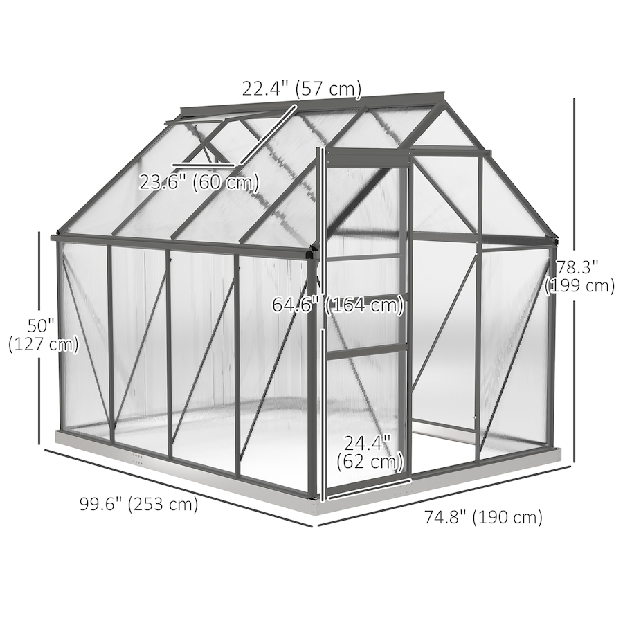 Image 982332_ALTMORE31.jpg, Product 982-332 / Price $239.99 - $499.99, Outsunny Polycarbonate Walk-in Garden Greenhouse w/ Sliding Door Clear from Outsunny on TSC.ca's Home & Garden department