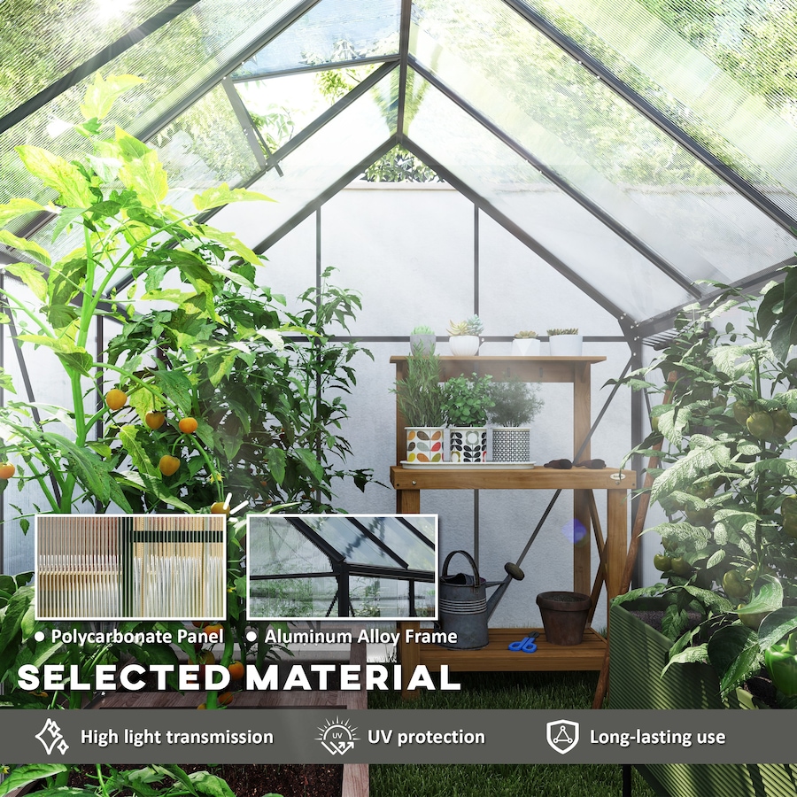 Image 982332_ALTMORE32.jpg, Product 982-332 / Price $239.99 - $499.99, Outsunny Polycarbonate Walk-in Garden Greenhouse w/ Sliding Door Clear from Outsunny on TSC.ca's Home & Garden department