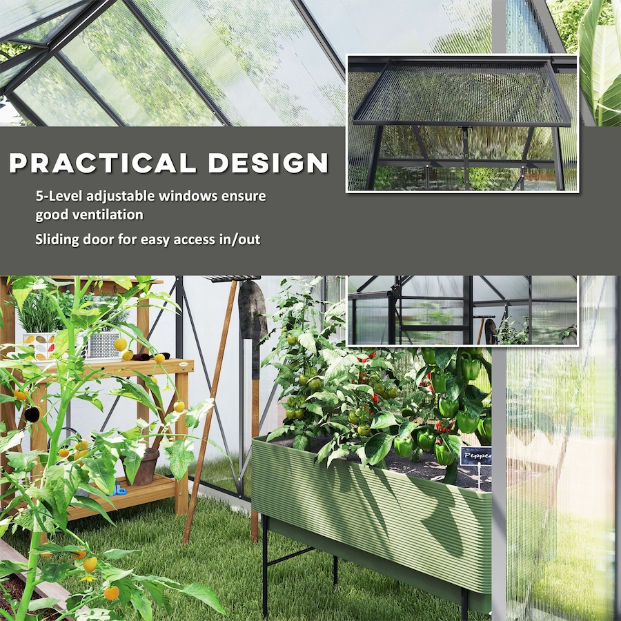 Image 982332_ALTMORE33.jpg, Product 982-332 / Price $239.99 - $499.99, Outsunny Polycarbonate Walk-in Garden Greenhouse w/ Sliding Door Clear from Outsunny on TSC.ca's Home & Garden department