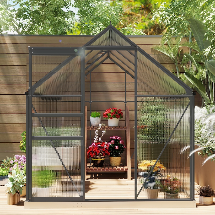 Image 982332_ALTMORE36.jpg, Product 982-332 / Price $239.99 - $499.99, Outsunny Polycarbonate Walk-in Garden Greenhouse w/ Sliding Door Clear from Outsunny on TSC.ca's Home & Garden department