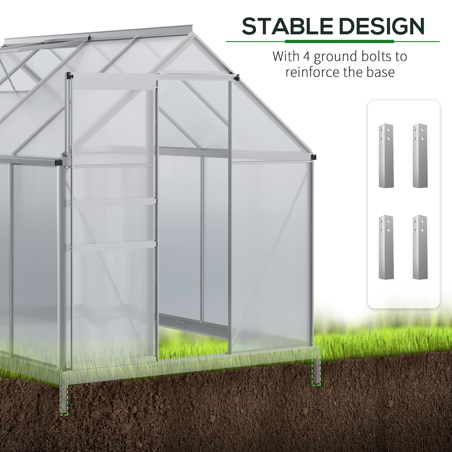 Image 982332_ALTMORE4.jpg, Product 982-332 / Price $239.99 - $499.99, Outsunny Polycarbonate Walk-in Garden Greenhouse w/ Sliding Door Clear from Outsunny on TSC.ca's Home & Garden department