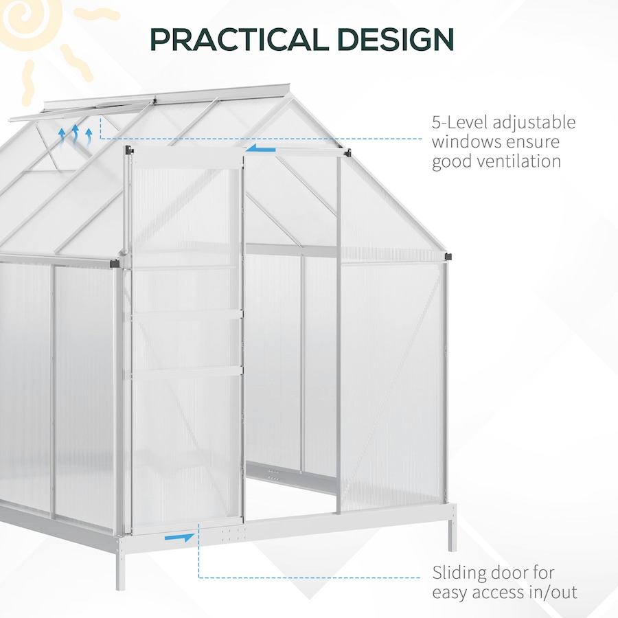 Image 982332_ALTMORE5.jpg, Product 982-332 / Price $239.99 - $499.99, Outsunny Polycarbonate Walk-in Garden Greenhouse w/ Sliding Door Clear from Outsunny on TSC.ca's Home & Garden department
