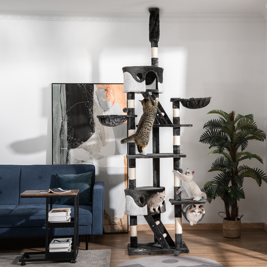 Image 982338_ALTMORE1.jpg, Product 982-338 / Price $98.99, PawHut Cat Tree for Large Cats, Floor to Ceiling, Adjustable, White from PawHut on TSC.ca's Home & Garden department
