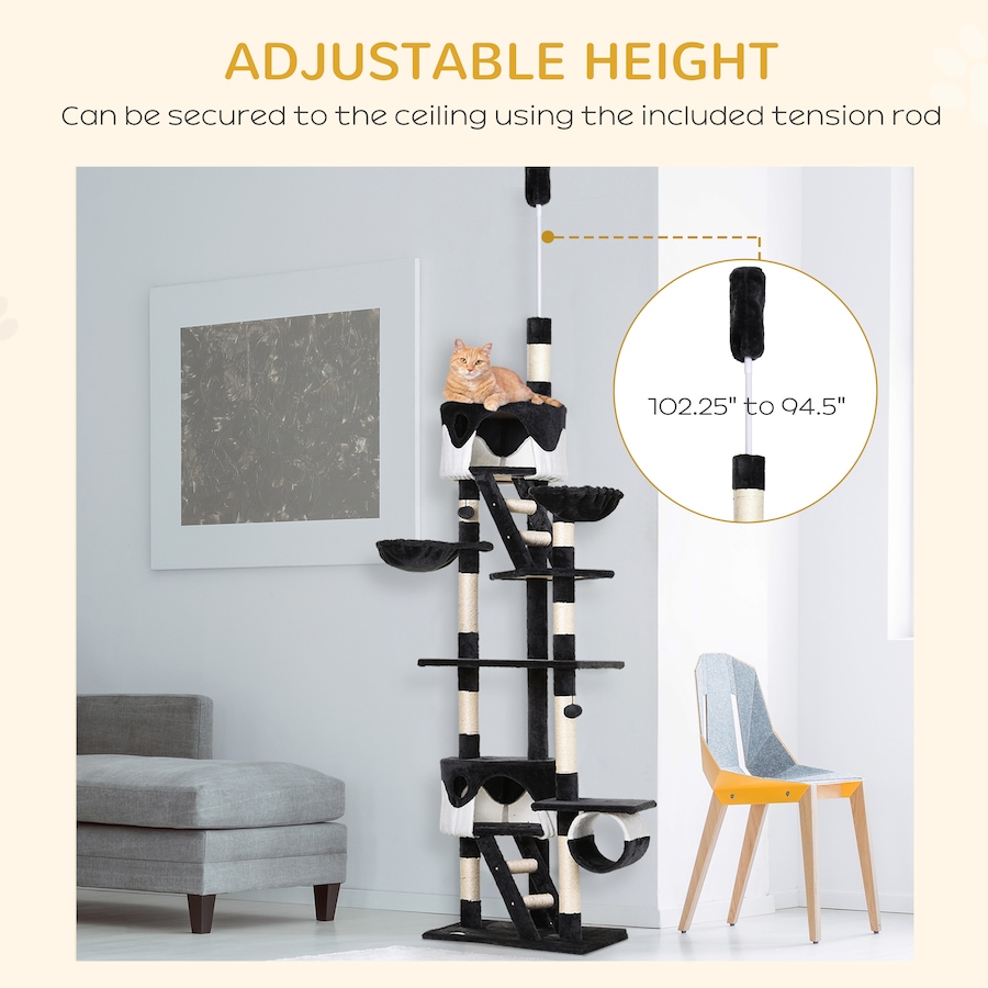 Image 982338_ALTMORE4.jpg, Product 982-338 / Price $98.99, PawHut Cat Tree for Large Cats, Floor to Ceiling, Adjustable, White from PawHut on TSC.ca's Home & Garden department