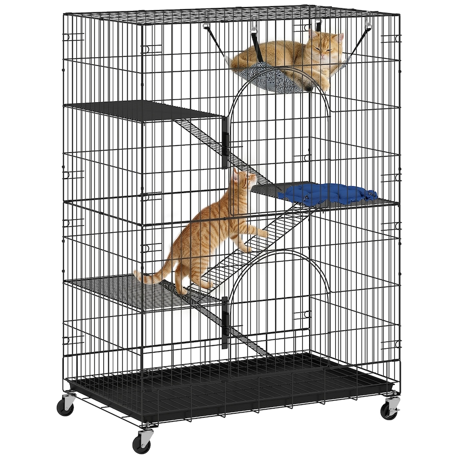 Image 982339.jpg, Product 982-339 / Price $136.99, PawHut 4-Tier Cat Cage, Large Cat Enclosure Metal Playpen with Wheels from PawHut on TSC.ca's Home & Garden department