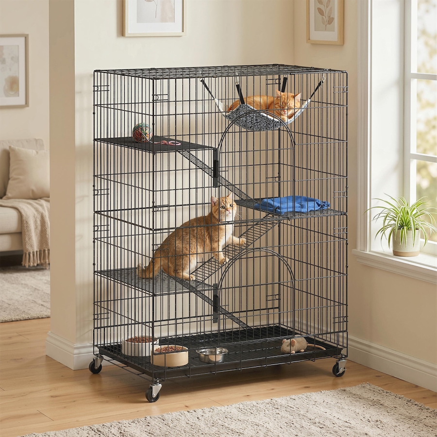 Image 982339_ALTMORE1.jpg, Product 982-339 / Price $136.99, PawHut 4-Tier Cat Cage, Large Cat Enclosure Metal Playpen with Wheels from PawHut on TSC.ca's Home & Garden department