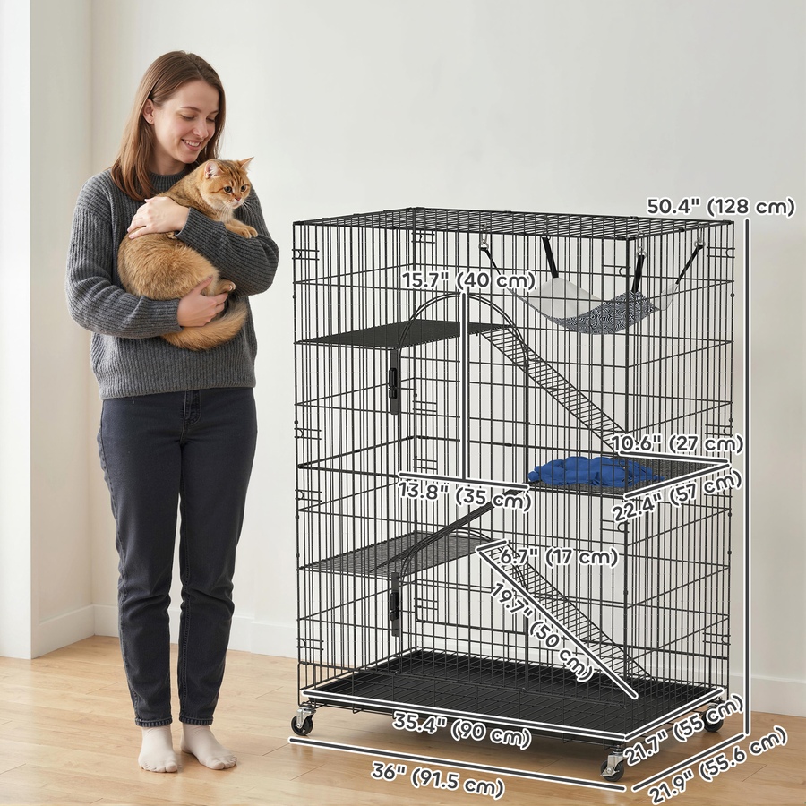 Image 982339_ALTMORE2.jpg, Product 982-339 / Price $136.99, PawHut 4-Tier Cat Cage, Large Cat Enclosure Metal Playpen with Wheels from PawHut on TSC.ca's Home & Garden department