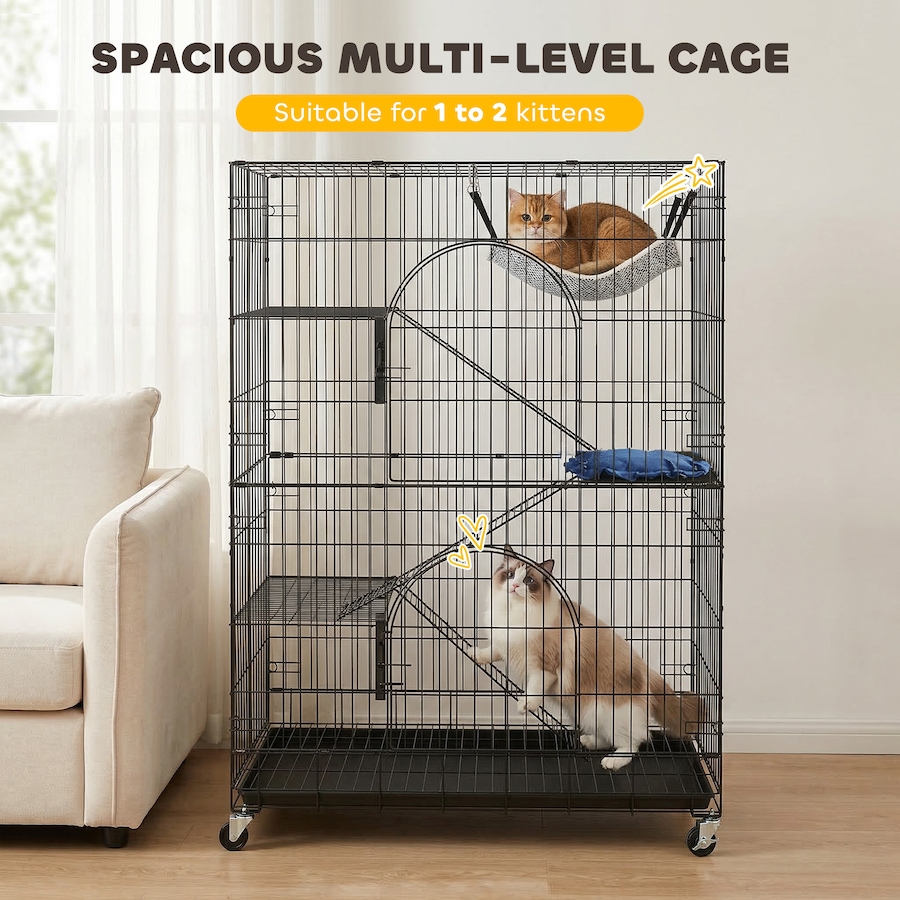 Image 982339_ALTMORE3.jpg, Product 982-339 / Price $136.99, PawHut 4-Tier Cat Cage, Large Cat Enclosure Metal Playpen with Wheels from PawHut on TSC.ca's Home & Garden department