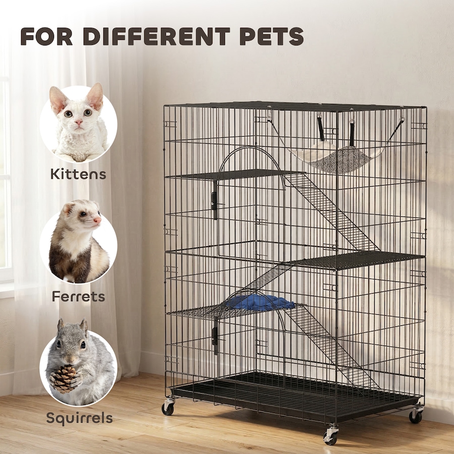 Image 982339_ALTMORE7.jpg, Product 982-339 / Price $136.99, PawHut 4-Tier Cat Cage, Large Cat Enclosure Metal Playpen with Wheels from PawHut on TSC.ca's Home & Garden department