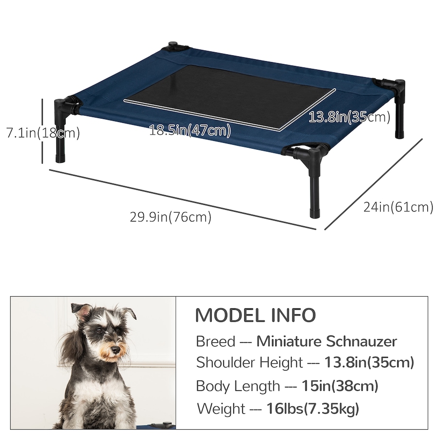 Image 982342_ALTMORE2.jpg, Product 982-342 / Price $37.61, PawHut Elevated Dog Bed Cot for Medium Dogs, Indoor Outdoor, Blue from PawHut on TSC.ca's Home & Garden department
