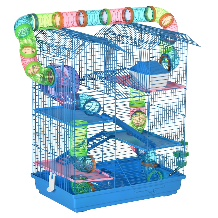 Image 982346.jpg, Product 982-346 / Price $63.99, PawHut 18.5" Hamster Cage with Tube System, Exercise Wheel, Blue from PawHut on TSC.ca's Home & Garden department