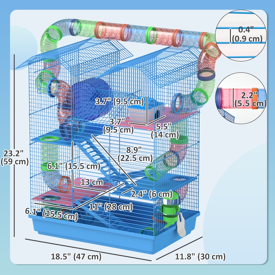 Image 982346_ALTMORE2.jpg, Product 982-346 / Price $63.99, PawHut 18.5" Hamster Cage with Tube System, Exercise Wheel, Blue from PawHut on TSC.ca's Home & Garden department