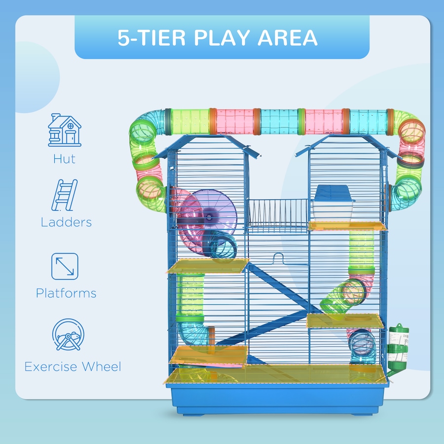 Image 982346_ALTMORE3.jpg, Product 982-346 / Price $63.99, PawHut 18.5" Hamster Cage with Tube System, Exercise Wheel, Blue from PawHut on TSC.ca's Home & Garden department