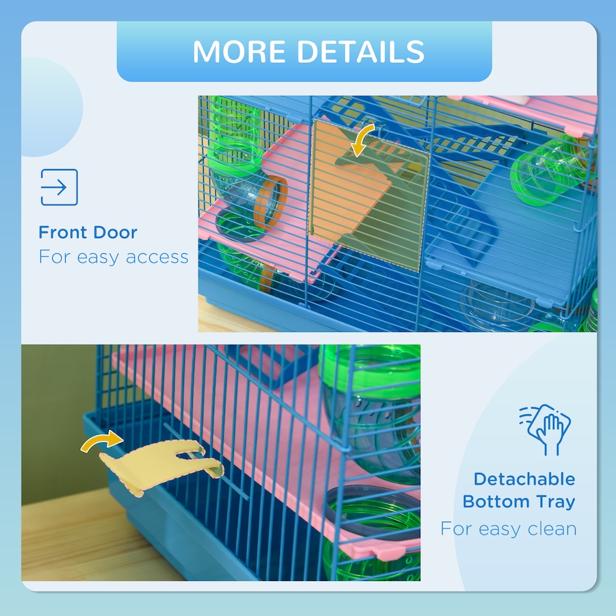 Image 982346_ALTMORE5.jpg, Product 982-346 / Price $63.99, PawHut 18.5" Hamster Cage with Tube System, Exercise Wheel, Blue from PawHut on TSC.ca's Home & Garden department