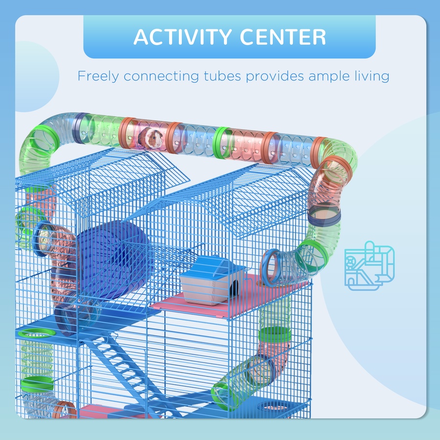 Image 982346_ALTMORE6.jpg, Product 982-346 / Price $63.99, PawHut 18.5" Hamster Cage with Tube System, Exercise Wheel, Blue from PawHut on TSC.ca's Home & Garden department