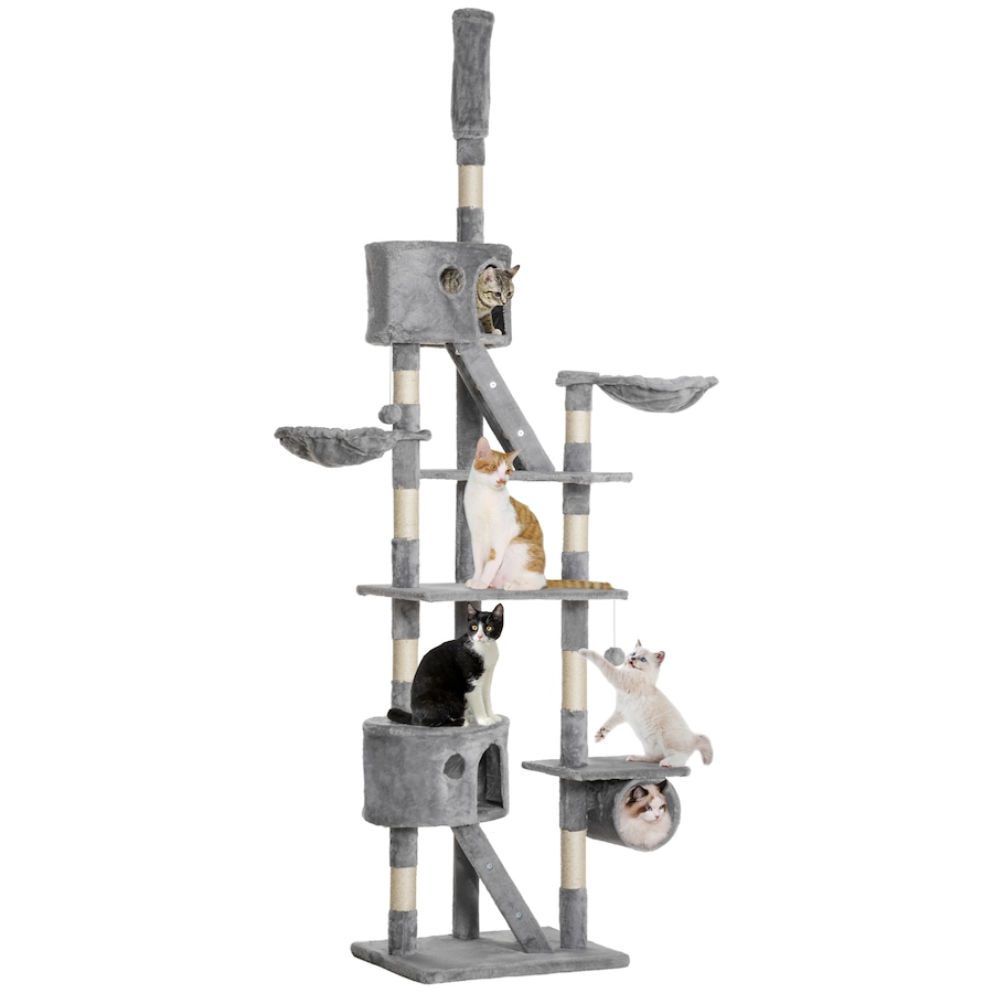 Image 982347.jpg, Product 982-347 / Price $99.99, 94"-102" Huge Cat Tree Ceiling High Cat Tower Light Grey from PawHut on TSC.ca's Home & Garden department