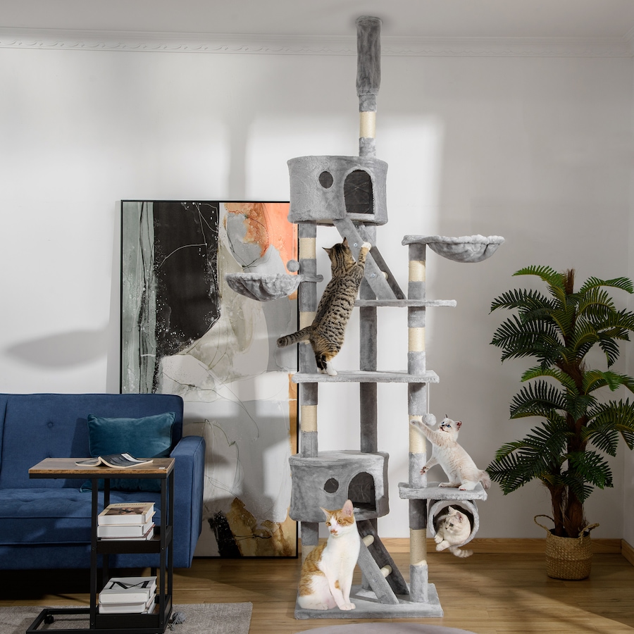 Image 982347_ALTMORE1.jpg, Product 982-347 / Price $99.99, 94"-102" Huge Cat Tree Ceiling High Cat Tower Light Grey from PawHut on TSC.ca's Home & Garden department