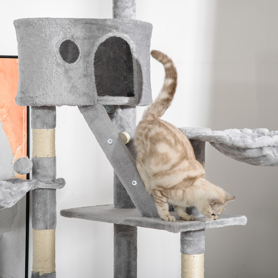 Image 982347_ALTMORE8.jpg, Product 982-347 / Price $99.99, 94"-102" Huge Cat Tree Ceiling High Cat Tower Light Grey from PawHut on TSC.ca's Home & Garden department