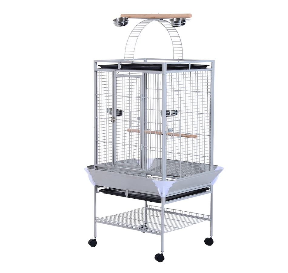 Image 982353.jpg, Product 982-353 / Price $236.99, PawHut 64 Inch Bird Cage for Parrots with Stand, Tray, Silver from PawHut on TSC.ca's Home & Garden department