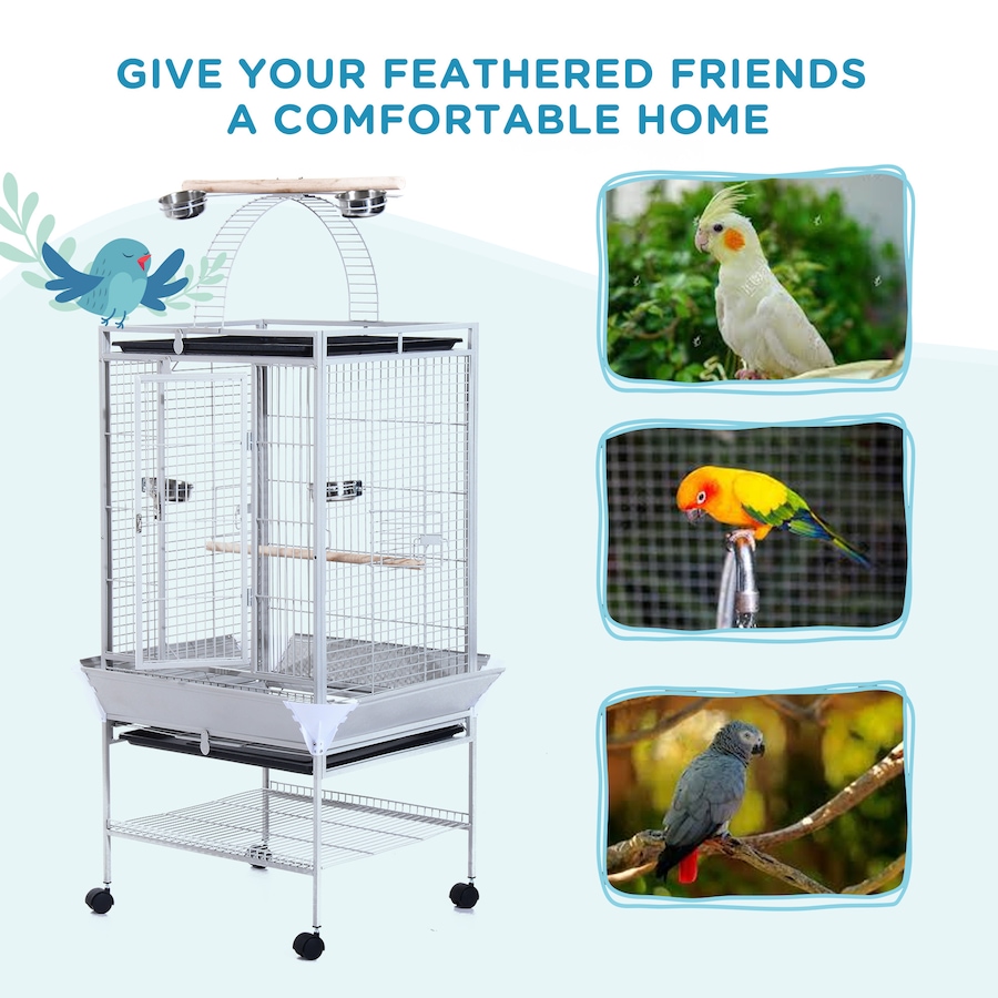Image 982353_ALTMORE3.jpg, Product 982-353 / Price $216.99, PawHut 64 Inch Bird Cage for Parrots with Stand, Tray, Silver from PawHut on TSC.ca's Home & Garden department