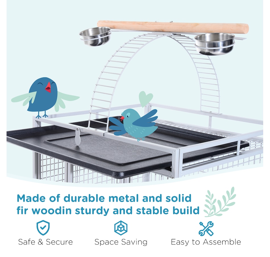 Image 982353_ALTMORE4.jpg, Product 982-353 / Price $236.99, PawHut 64 Inch Bird Cage for Parrots with Stand, Tray, Silver from PawHut on TSC.ca's Home & Garden department