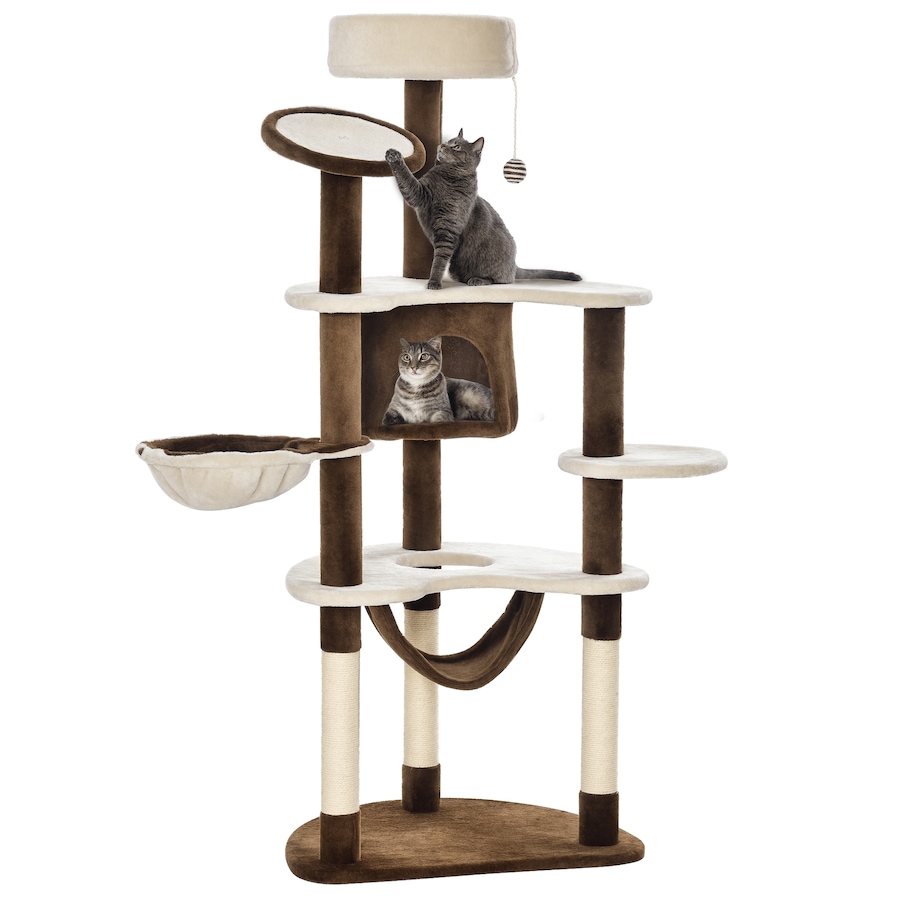 Image 982356.jpg, Product 982-356 / Price $79.99, PawHut Multi-Level Plush Cat Tree for Large Cats Adult, 60" H, Brown from PawHut on TSC.ca's Home & Garden department