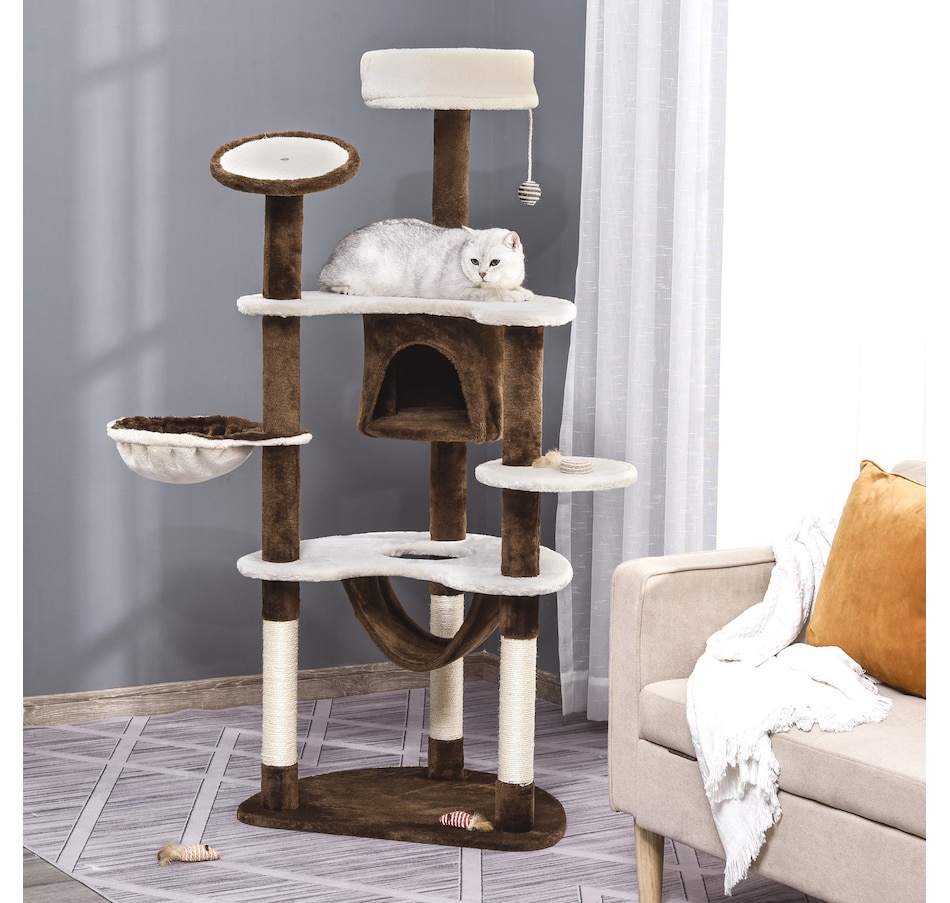 Image 982356_ALTMORE1.jpg, Product 982-356 / Price $89.99, PawHut Multi-Level Plush Cat Tree for Large Cats Adult, 60" H, Brown from PawHut on TSC.ca's Home & Garden department
