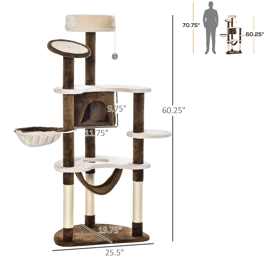 Image 982356_ALTMORE2.jpg, Product 982-356 / Price $79.99, PawHut Multi-Level Plush Cat Tree for Large Cats Adult, 60" H, Brown from PawHut on TSC.ca's Home & Garden department