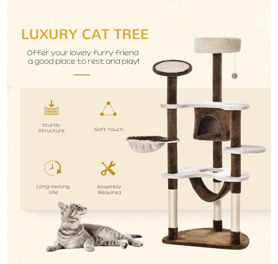 Image 982356_ALTMORE3.jpg, Product 982-356 / Price $89.99, PawHut Multi-Level Plush Cat Tree for Large Cats Adult, 60" H, Brown from PawHut on TSC.ca's Home & Garden department