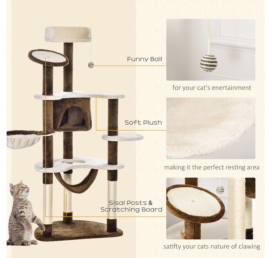 Image 982356_ALTMORE4.jpg, Product 982-356 / Price $89.99, PawHut Multi-Level Plush Cat Tree for Large Cats Adult, 60" H, Brown from PawHut on TSC.ca's Home & Garden department