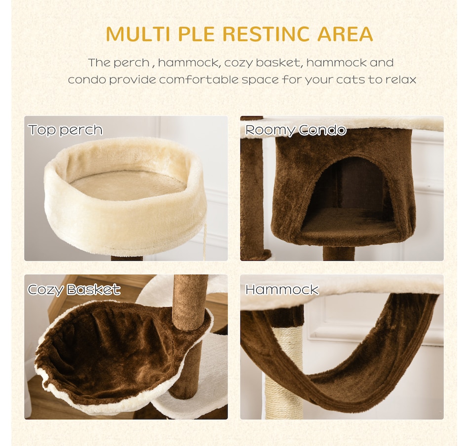 Image 982356_ALTMORE5.jpg, Product 982-356 / Price $89.99, PawHut Multi-Level Plush Cat Tree for Large Cats Adult, 60" H, Brown from PawHut on TSC.ca's Home & Garden department