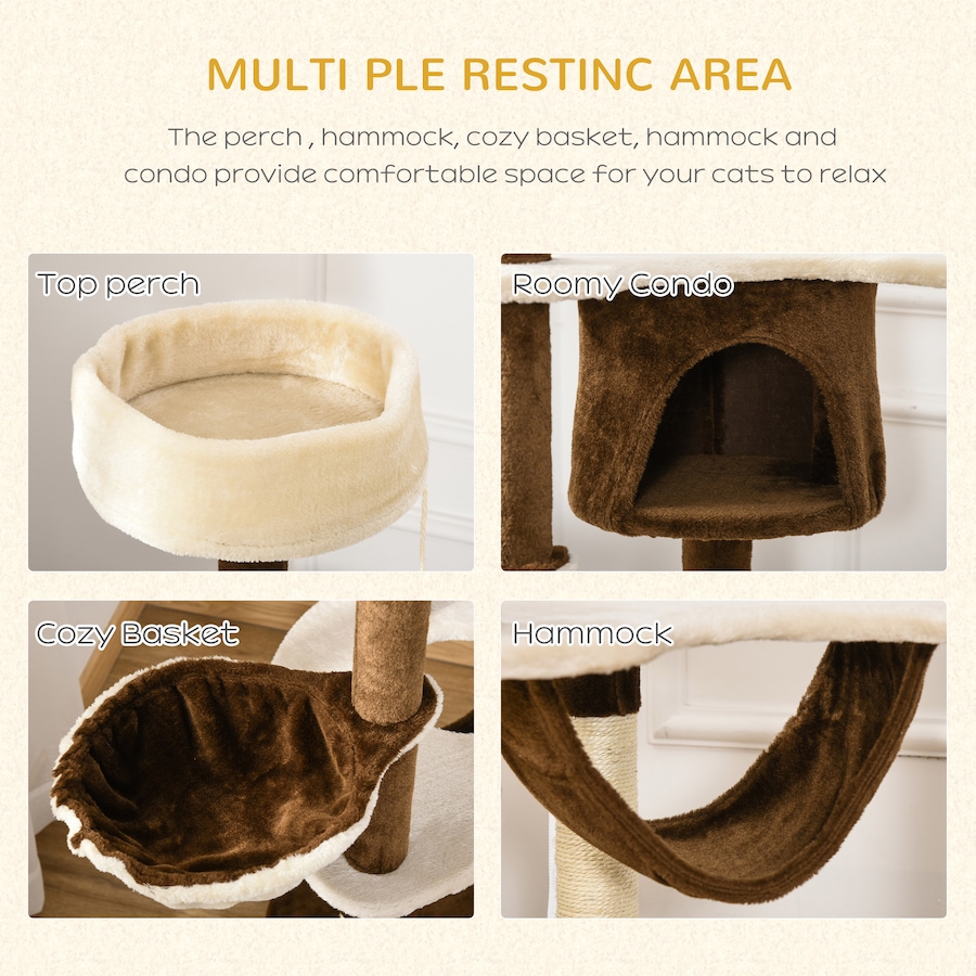 Image 982356_ALTMORE5.jpg, Product 982-356 / Price $79.99, PawHut Multi-Level Plush Cat Tree for Large Cats Adult, 60" H, Brown from PawHut on TSC.ca's Home & Garden department