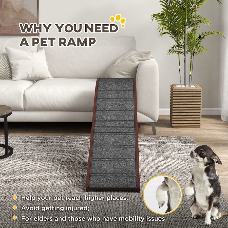 Image 982388_ALTMORE4.jpg, Product 982-388 / Price $139.99, PawHut Pet Ramp, Dog Bed Steps with Non-slip Carpet, 74" x 16" x 25", Brown from PawHut on TSC.ca's Home & Garden department