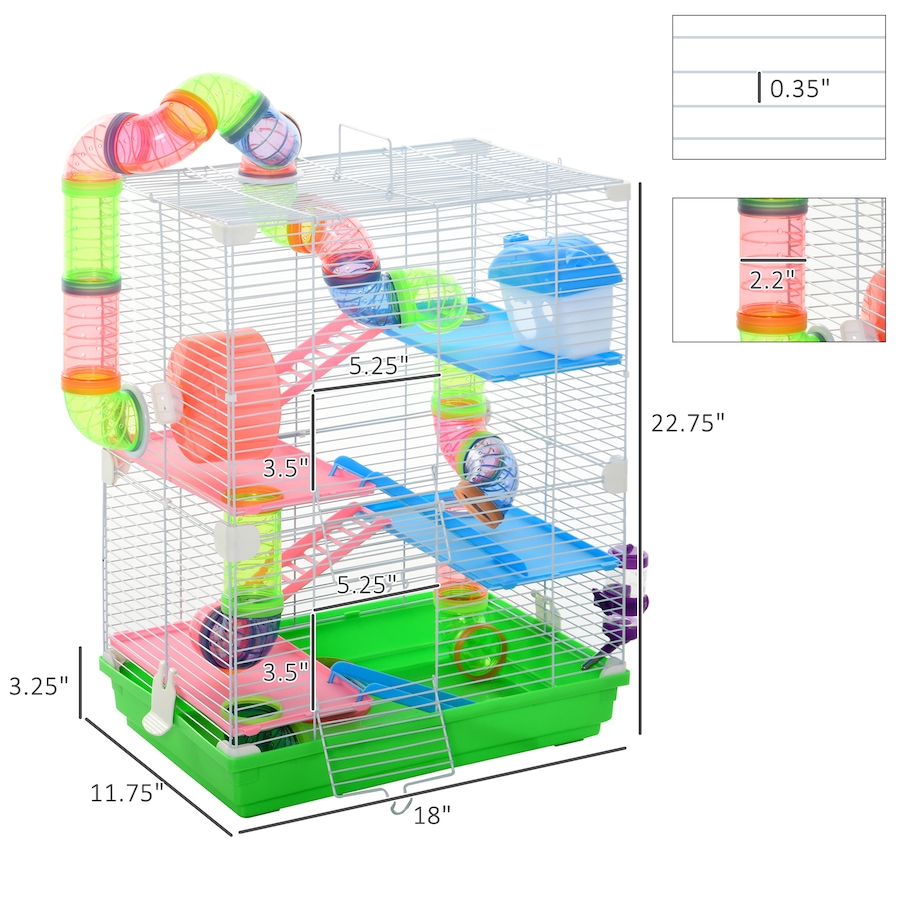 Image 982389_ALTMORE2.jpg, Product 982-389 / Price $59.99, PawHut 5 Tiers Hamster Cage, Portable Animal Travel Carrier, Green from PawHut on TSC.ca's Home & Garden department