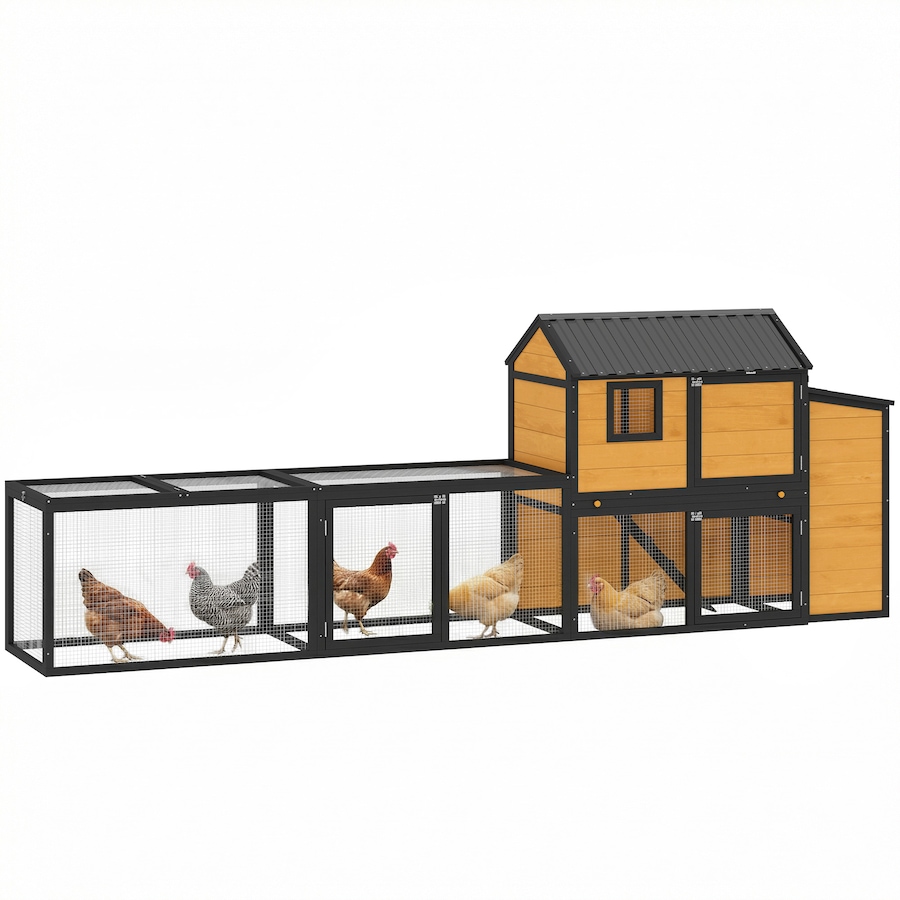 Image 982390.jpg, Product 982-390 / Price $309.99, PawHut Large Chicken Coop, 134"L Wooden Chicken House with Run, Yellow from PawHut on TSC.ca's Home & Garden department