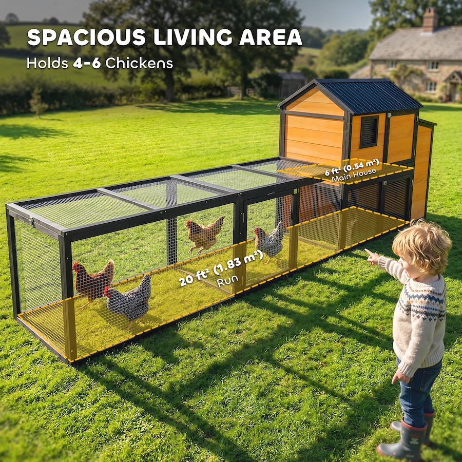Image 982390_ALTMORE3.jpg, Product 982-390 / Price $309.99, PawHut Large Chicken Coop, 134"L Wooden Chicken House with Run, Yellow from PawHut on TSC.ca's Home & Garden department