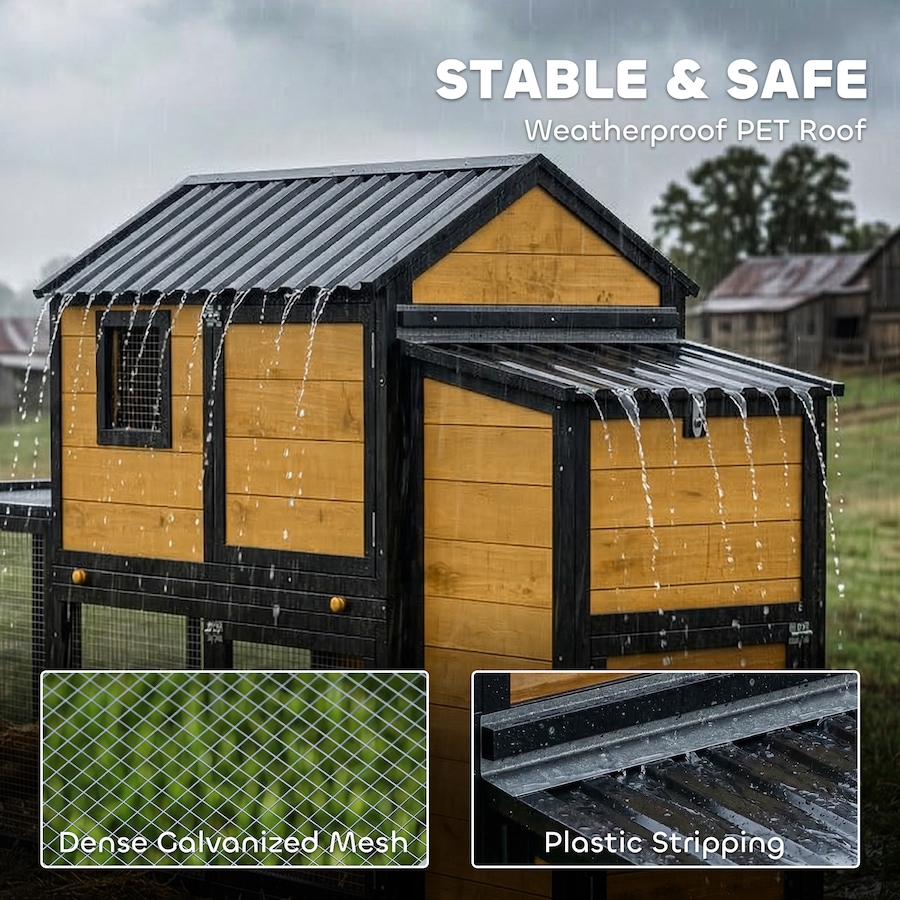 Image 982390_ALTMORE4.jpg, Product 982-390 / Price $309.99, PawHut Large Chicken Coop, 134"L Wooden Chicken House with Run, Yellow from PawHut on TSC.ca's Home & Garden department