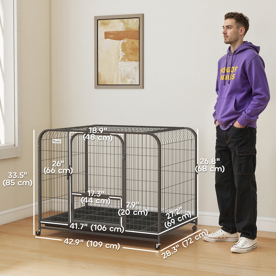 Image 982395_ALTMORE2.jpg, Product 982-395 / Price $139.99, PawHut 43 Inch Heavy Duty Dog Crate, Large Metal Dog Cage with Wheels from PawHut on TSC.ca's Home & Garden department