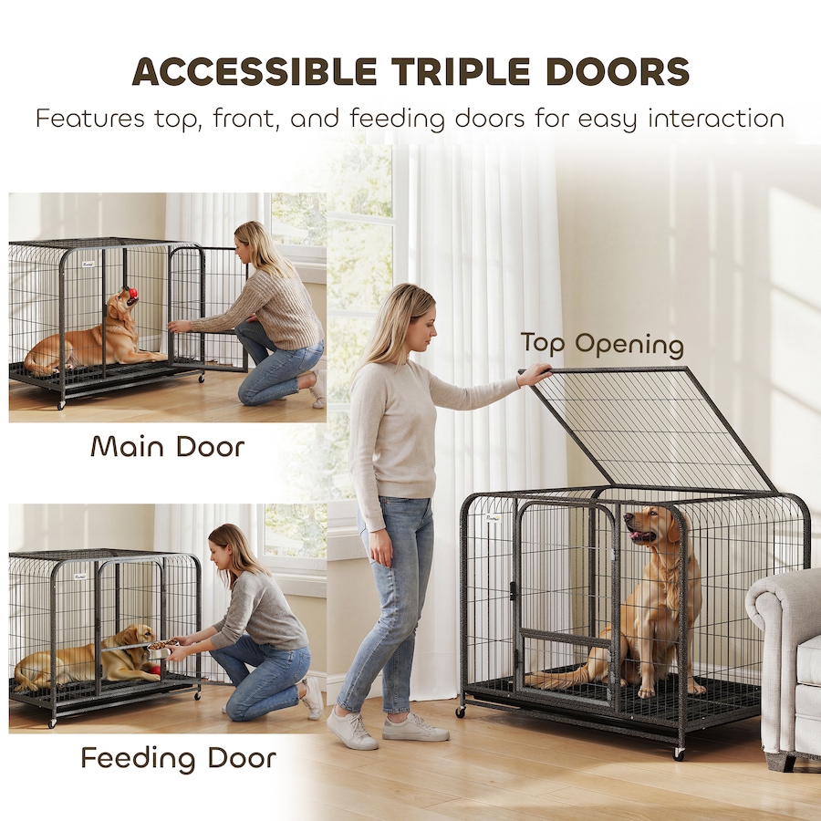 Image 982395_ALTMORE4.jpg, Product 982-395 / Price $139.99, PawHut 43 Inch Heavy Duty Dog Crate, Large Metal Dog Cage with Wheels from PawHut on TSC.ca's Home & Garden department