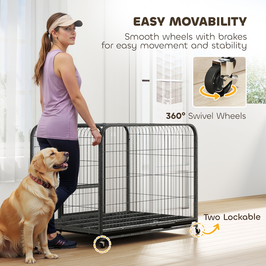 Image 982395_ALTMORE7.jpg, Product 982-395 / Price $139.99, PawHut 43 Inch Heavy Duty Dog Crate, Large Metal Dog Cage with Wheels from PawHut on TSC.ca's Home & Garden department