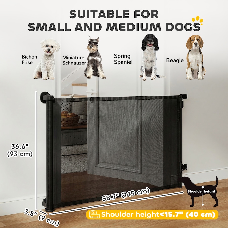 Image 982396_ALTMORE2.jpg, Product 982-396 / Price $56.99, PawHut Retractable Dog Gate, Extends to 55" Wide, Mesh Pet Gate from PawHut on TSC.ca's Home & Garden department