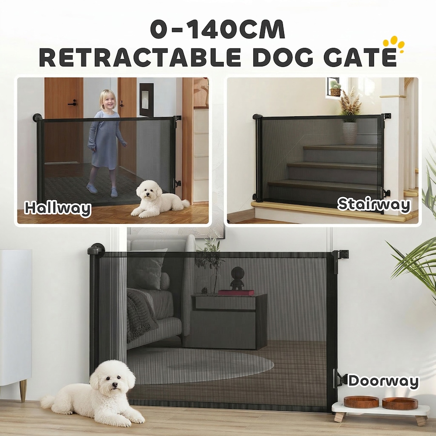 Image 982396_ALTMORE3.jpg, Product 982-396 / Price $56.99, PawHut Retractable Dog Gate, Extends to 55" Wide, Mesh Pet Gate from PawHut on TSC.ca's Home & Garden department