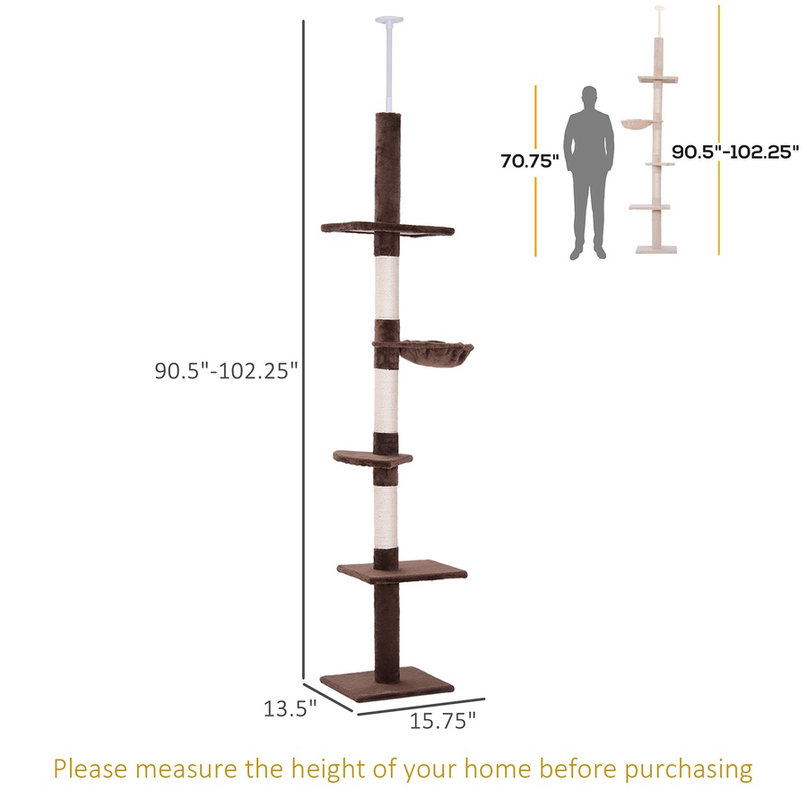 Image 982399_ALTMORE2.jpg, Product 982-399 / Price $73.99, PawHut 8.5ft Cat Climbing Tree 5-Tier Kitty Activity Center, Brown from PawHut on TSC.ca's Home & Garden department