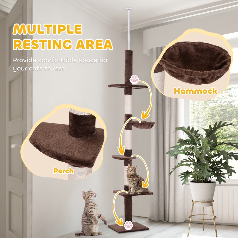 Image 982399_ALTMORE4.jpg, Product 982-399 / Price $73.99, PawHut 8.5ft Cat Climbing Tree 5-Tier Kitty Activity Center, Brown from PawHut on TSC.ca's Home & Garden department